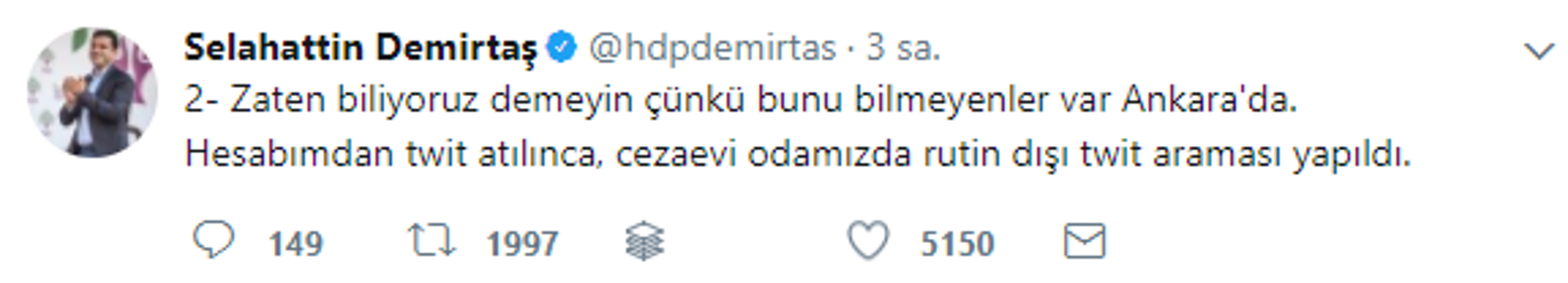 Selahattin Demirtaşın odasında tweet araması