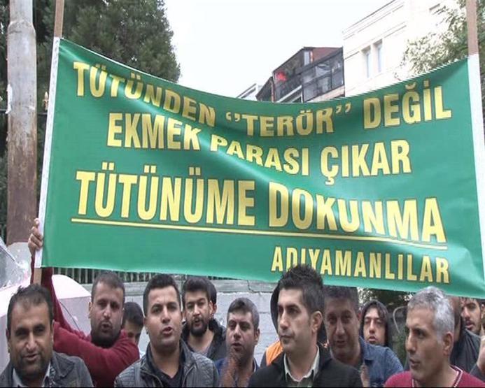 Taksimde Adıyamanlı tütüncülerden eylem