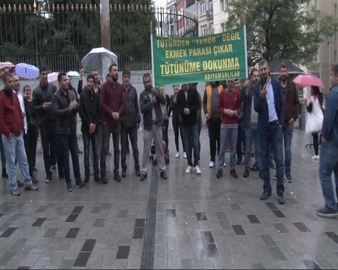 Taksimde Adıyamanlı tütüncülerden eylem