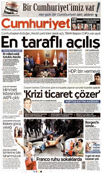 2 Ekim 2017 - Gazetelerin birinci sayfaları