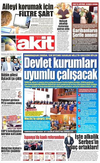 2 Ekim 2017 - Gazetelerin birinci sayfaları