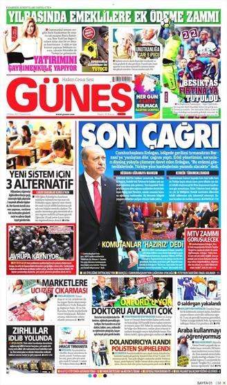 2 Ekim 2017 - Gazetelerin birinci sayfaları