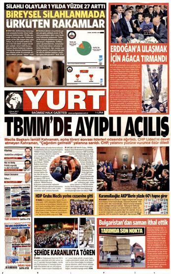 2 Ekim 2017 - Gazetelerin birinci sayfaları