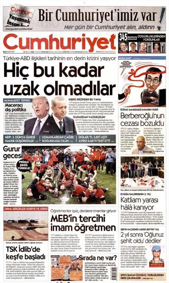 10 Ekim 2017 - Gazetelerin birinci sayfaları