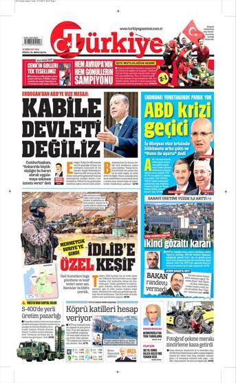 10 Ekim 2017 - Gazetelerin birinci sayfaları