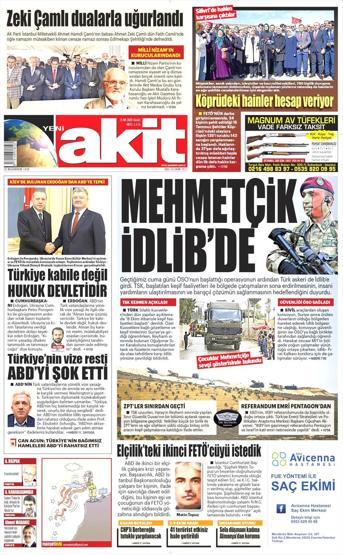 10 Ekim 2017 - Gazetelerin birinci sayfaları
