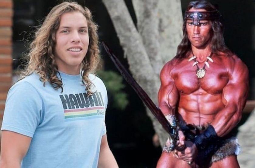Arnold Schwarzeneggerin oğlu hık demiş babasının burnundan düşmüş