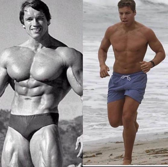 Arnold Schwarzeneggerin oğlu hık demiş babasının burnundan düşmüş