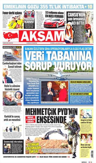 16 Ekim 2017 - Gazete manşetleri