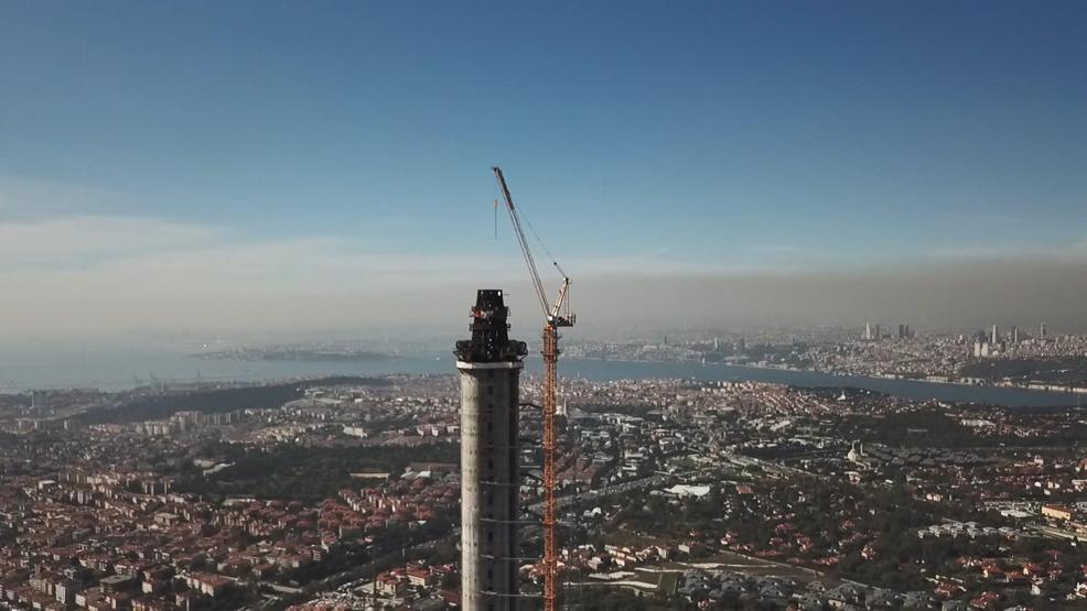 Çamlıcadaki TV-Radyo Kulesinin çelik bölümü yükselmeye başladı