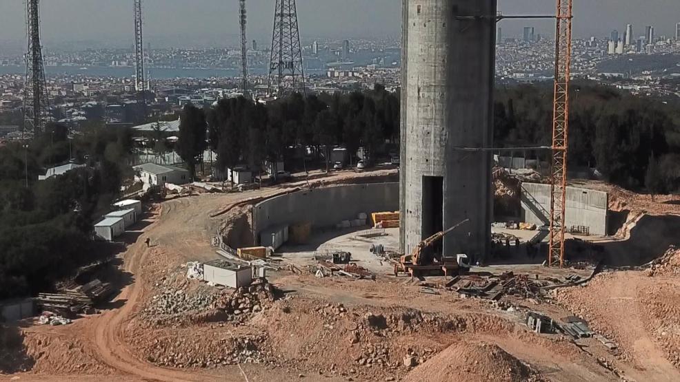 Çamlıcadaki TV-Radyo Kulesinin çelik bölümü yükselmeye başladı