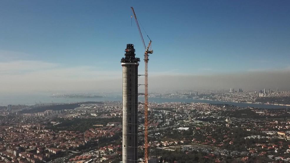 Çamlıcadaki TV-Radyo Kulesinin çelik bölümü yükselmeye başladı