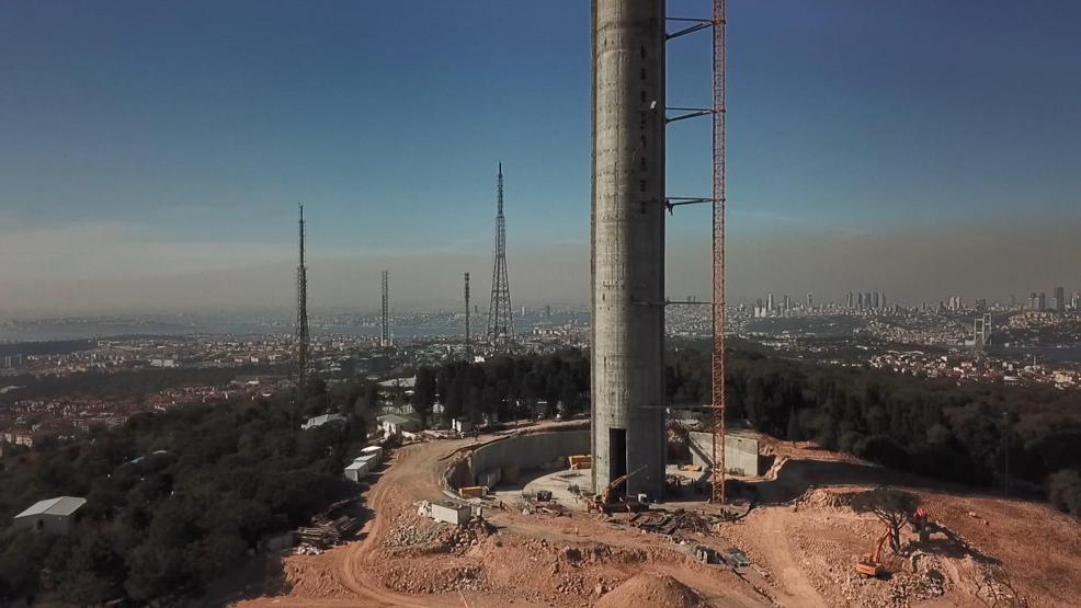 Çamlıcadaki TV-Radyo Kulesinin çelik bölümü yükselmeye başladı