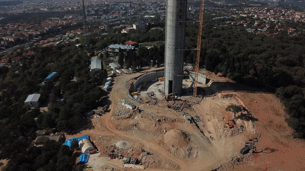 Çamlıcadaki TV-Radyo Kulesinin çelik bölümü yükselmeye başladı