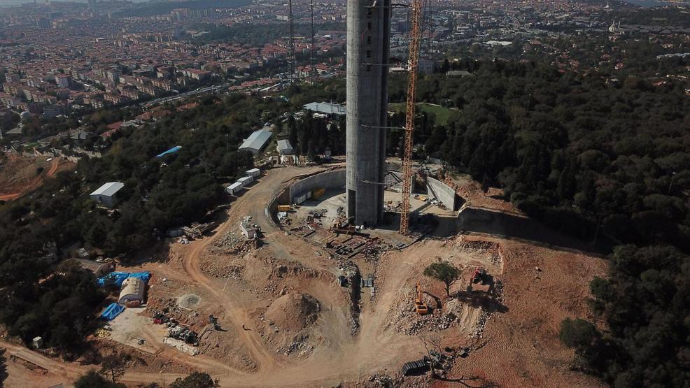 Çamlıcadaki TV-Radyo Kulesinin çelik bölümü yükselmeye başladı