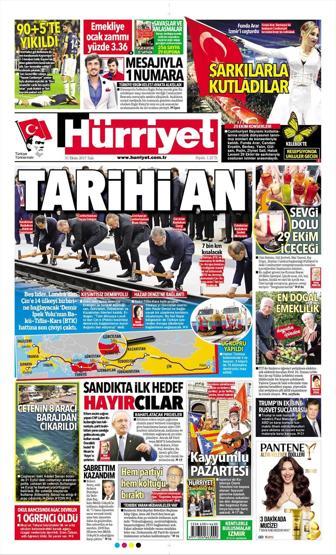 31 Ekim 2017 - Gazetelerin birinci sayfaları