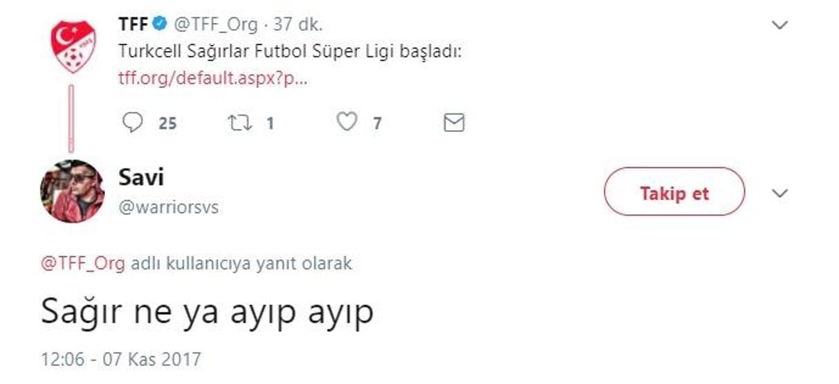 TFFnin twitter paylaşımına tepki yağdı