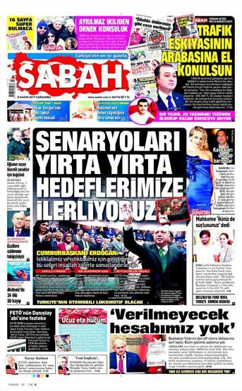 8 Kasım 2017 - Gazetelerin bugünkü manşetleri