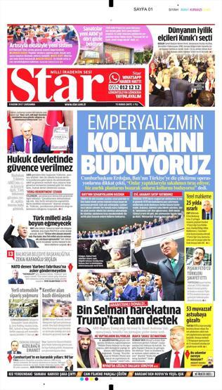 8 Kasım 2017 - Gazetelerin bugünkü manşetleri
