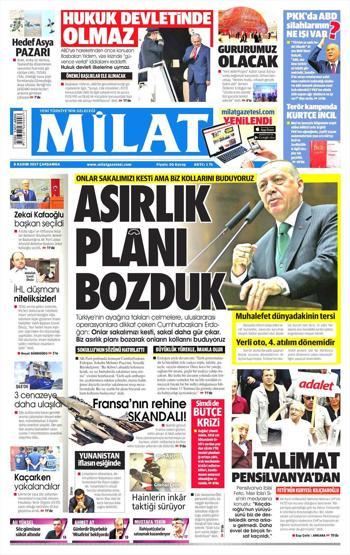 8 Kasım 2017 - Gazetelerin bugünkü manşetleri