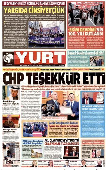 8 Kasım 2017 - Gazetelerin bugünkü manşetleri