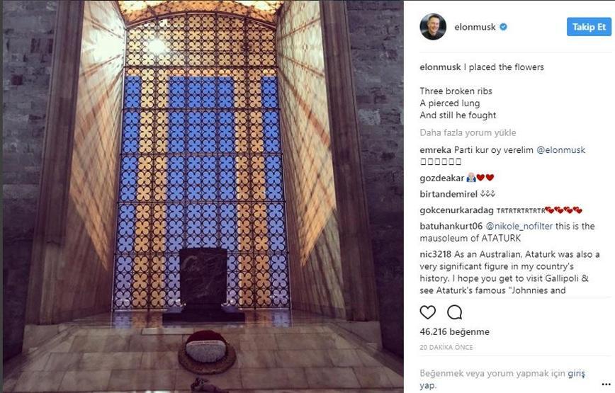 Elon Musk Anıtkabiri ziyaret etti