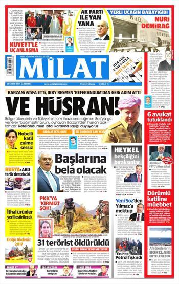15 Kasım 2017 - Gazetelerin bugünkü manşetleri