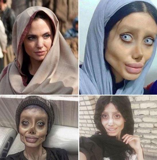 Angelina Jolie’ye benzemek için makyajla mı böyle görünüyor