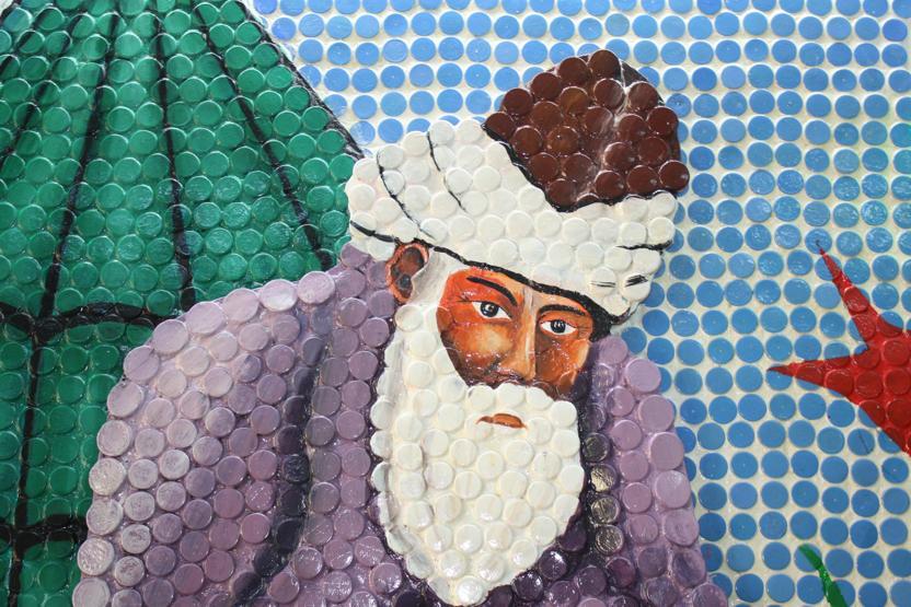 Şişe kapaklarından Mevlana tablosu yaptılar