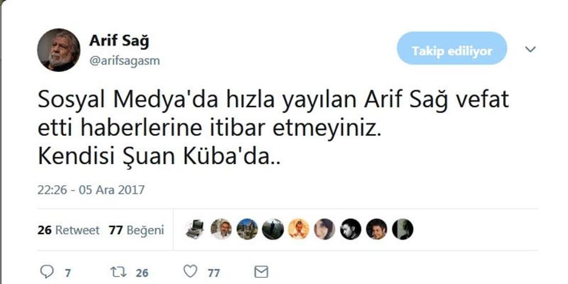 Son dakika... Arif Sağ öldü haberlerine açıklama geldi