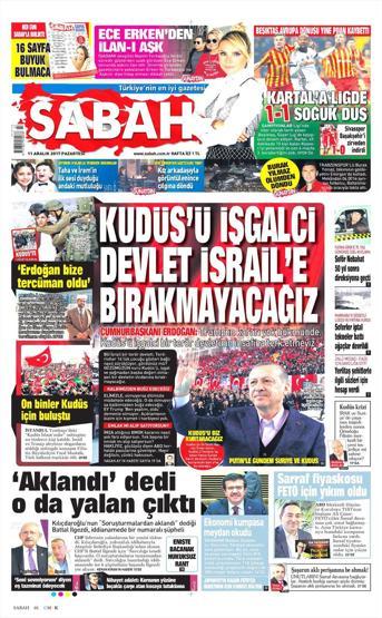 11 Aralık 2017 - Gazetelerin birinci sayfaları