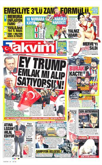 11 Aralık 2017 - Gazetelerin birinci sayfaları