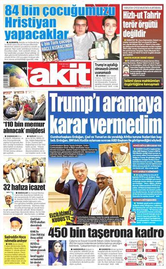 25 Aralık 2017 - Gazetelerin birinci sayfaları
