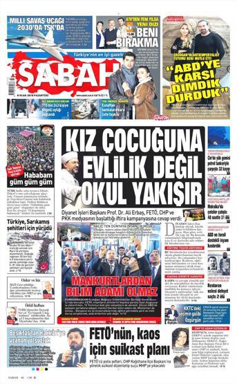 8 Ocak 2018 - Gazetelerin birinci sayfaları