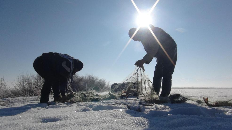 Yüksekovada Eskimo usulü balık avı