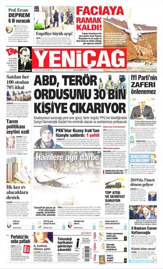 15 Ocak 2018 - Gazetelerin birinci sayfaları