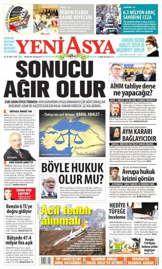 16 Ocak 2018 - Gazetelerin birinci sayfaları