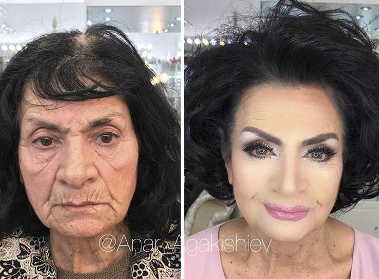 80 yaşındaki kadının makyajla değişimi şaşırtıyor