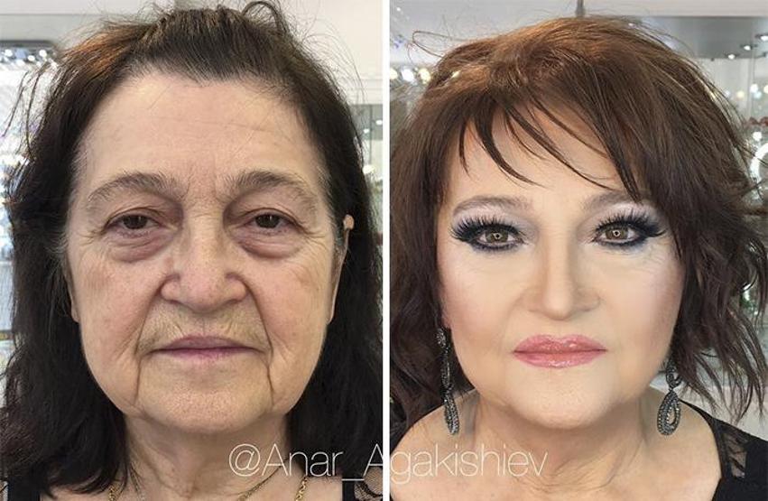 80 yaşındaki kadının makyajla değişimi şaşırtıyor