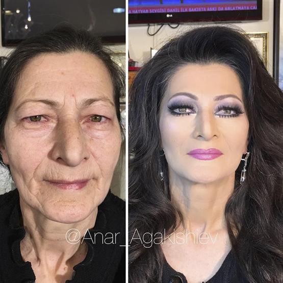 80 yaşındaki kadının makyajla değişimi şaşırtıyor
