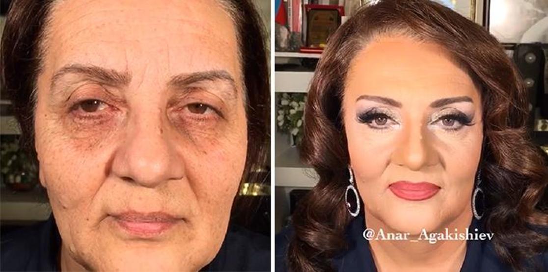 80 yaşındaki kadının makyajla değişimi şaşırtıyor