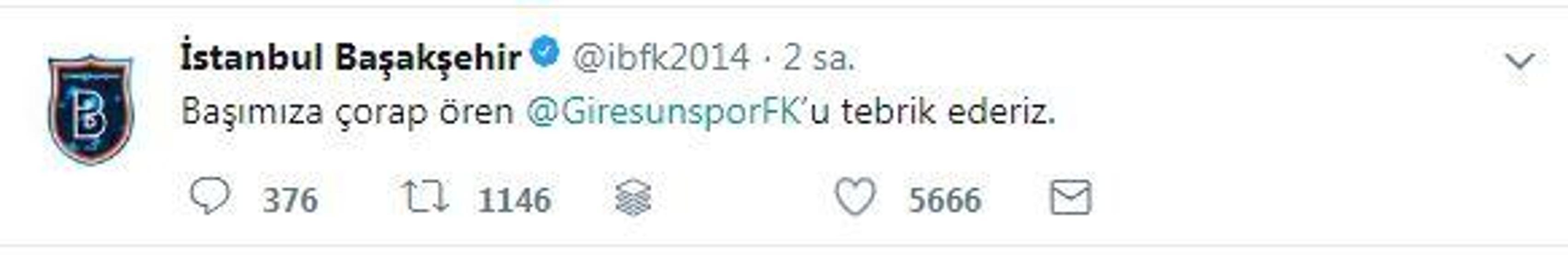 Başakşehirden rakibine tebessüm ettiren kutlama