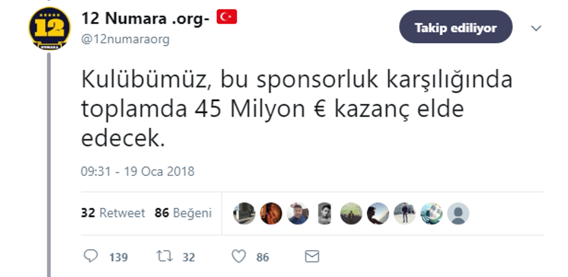 12 Numaradan sponsorluk açıklaması