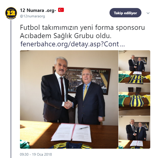 12 Numaradan sponsorluk açıklaması