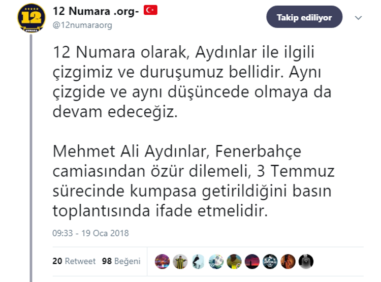 12 Numaradan sponsorluk açıklaması