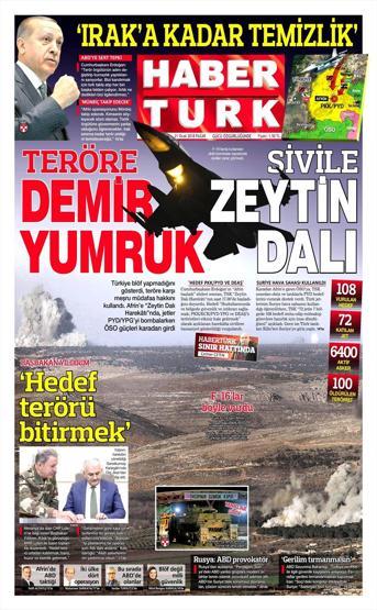 22 Ocak 2018 - Gazetelerin birinci sayfaları