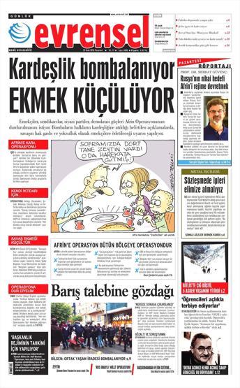 22 Ocak 2018 - Gazetelerin birinci sayfaları