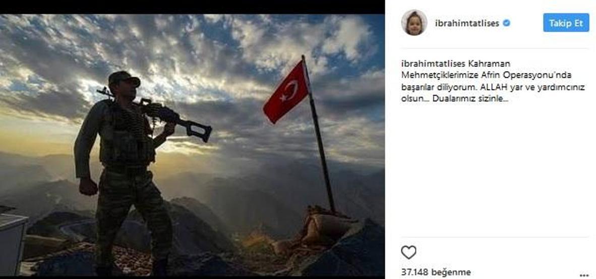 Ünlülerden Zeytin Dalı Harekatı’na destek