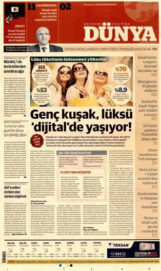27 Ocak 2018 - Gazetelerin birinci sayfaları