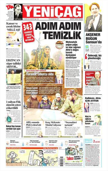 27 Ocak 2018 - Gazetelerin birinci sayfaları